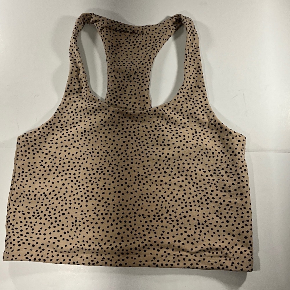 Abercrombie & Fitch Tan Black Dot Racerback Crop Tank Top Size M
